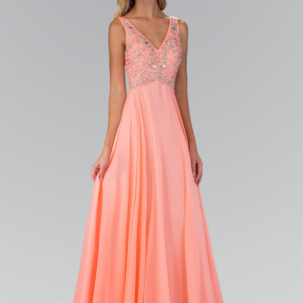 V Neck and Back Floor Length Dress GL2115